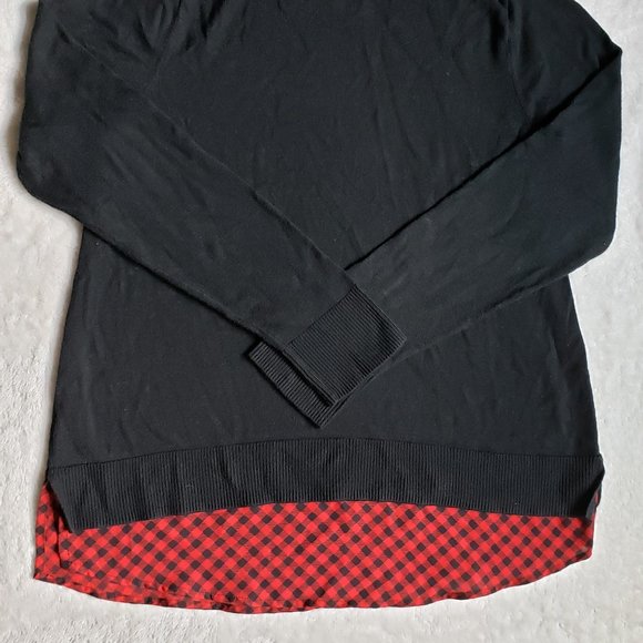 The Limited Black Sweater w/ Buffalo Plaid Layer - Picture 5 of 7
